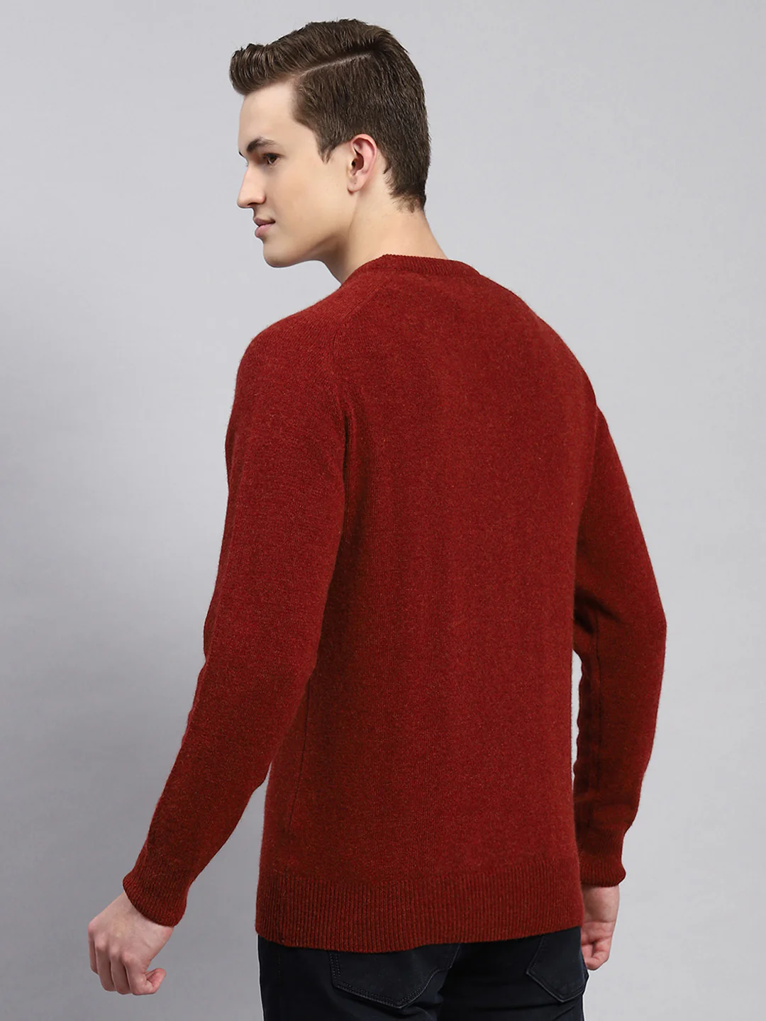Men Maroon Solid Pullover - Image 5