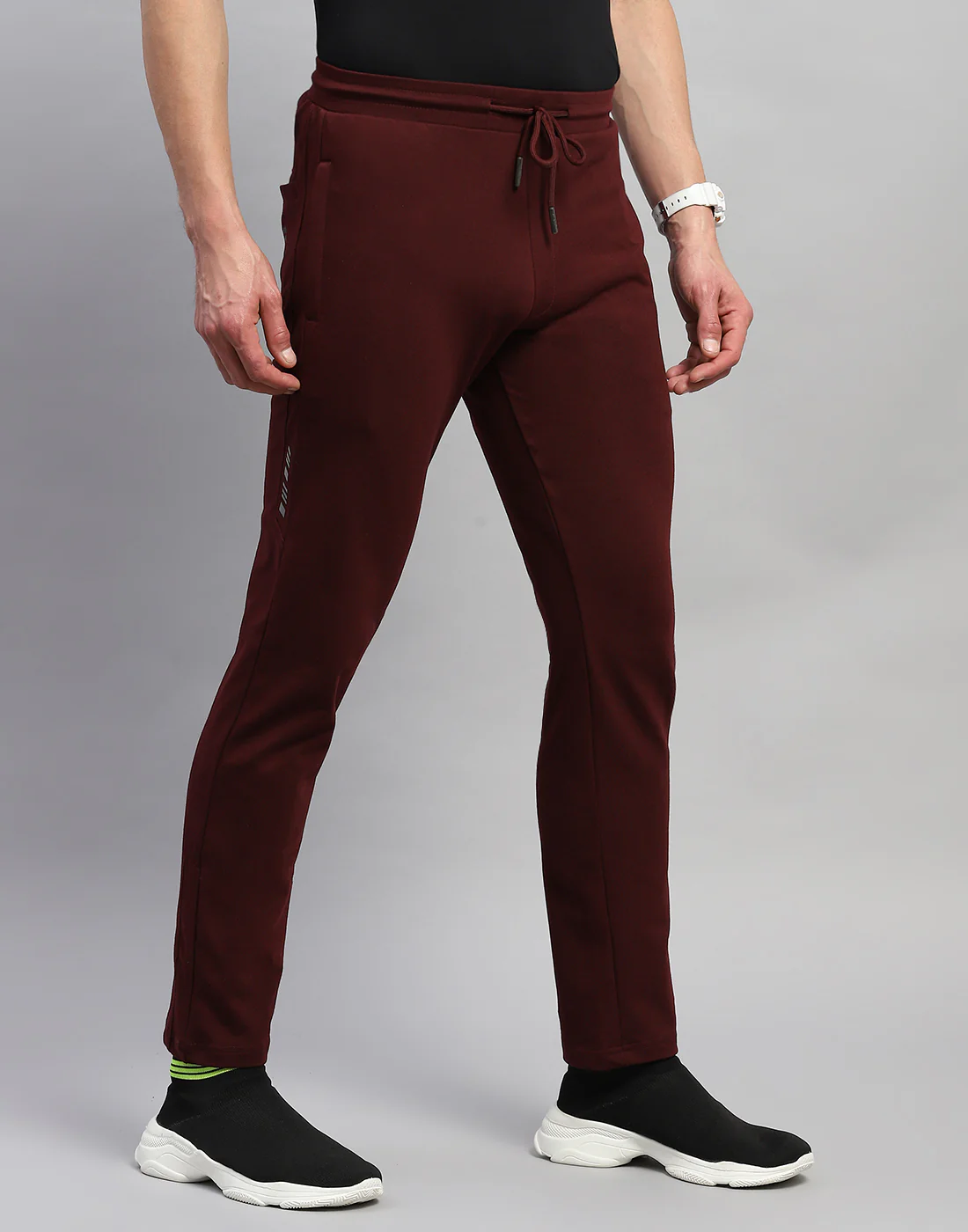 Rock.it Men Maroon Solid Regular Fit Lower - Image 4