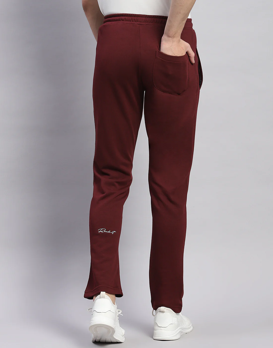 Rock.it Men Maroon Solid Regular Fit Lower - Image 5