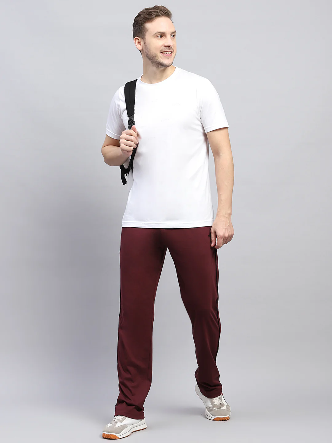 Men Maroon Solid Regular Fit Lower - Image 2