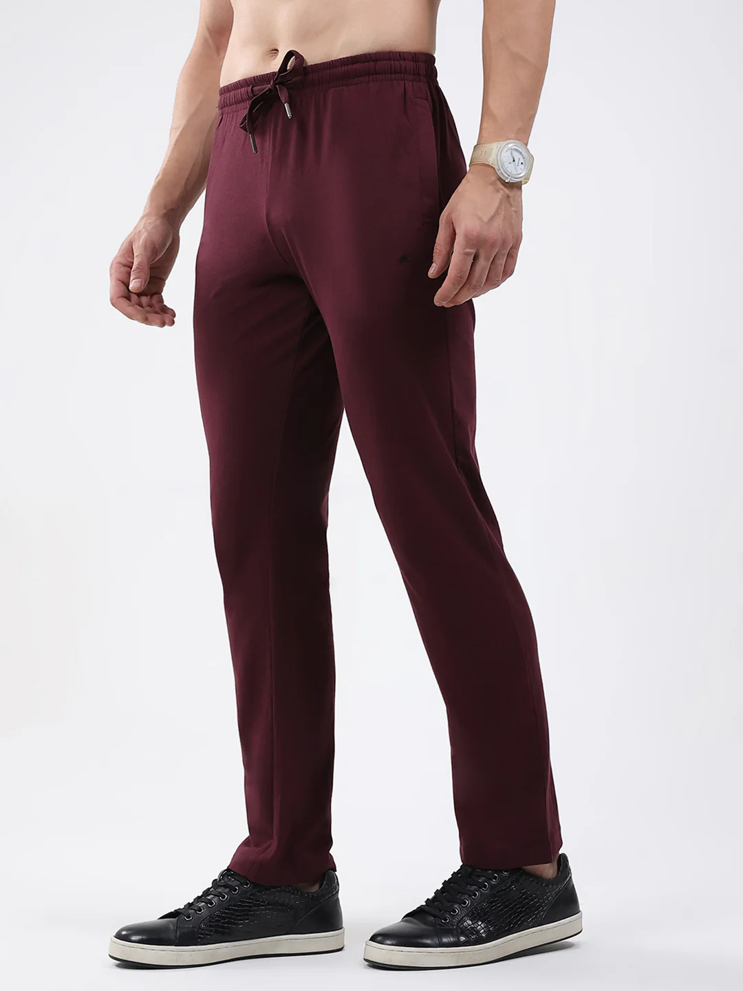 Men Maroon Solid Regular Fit Lower - Image 3