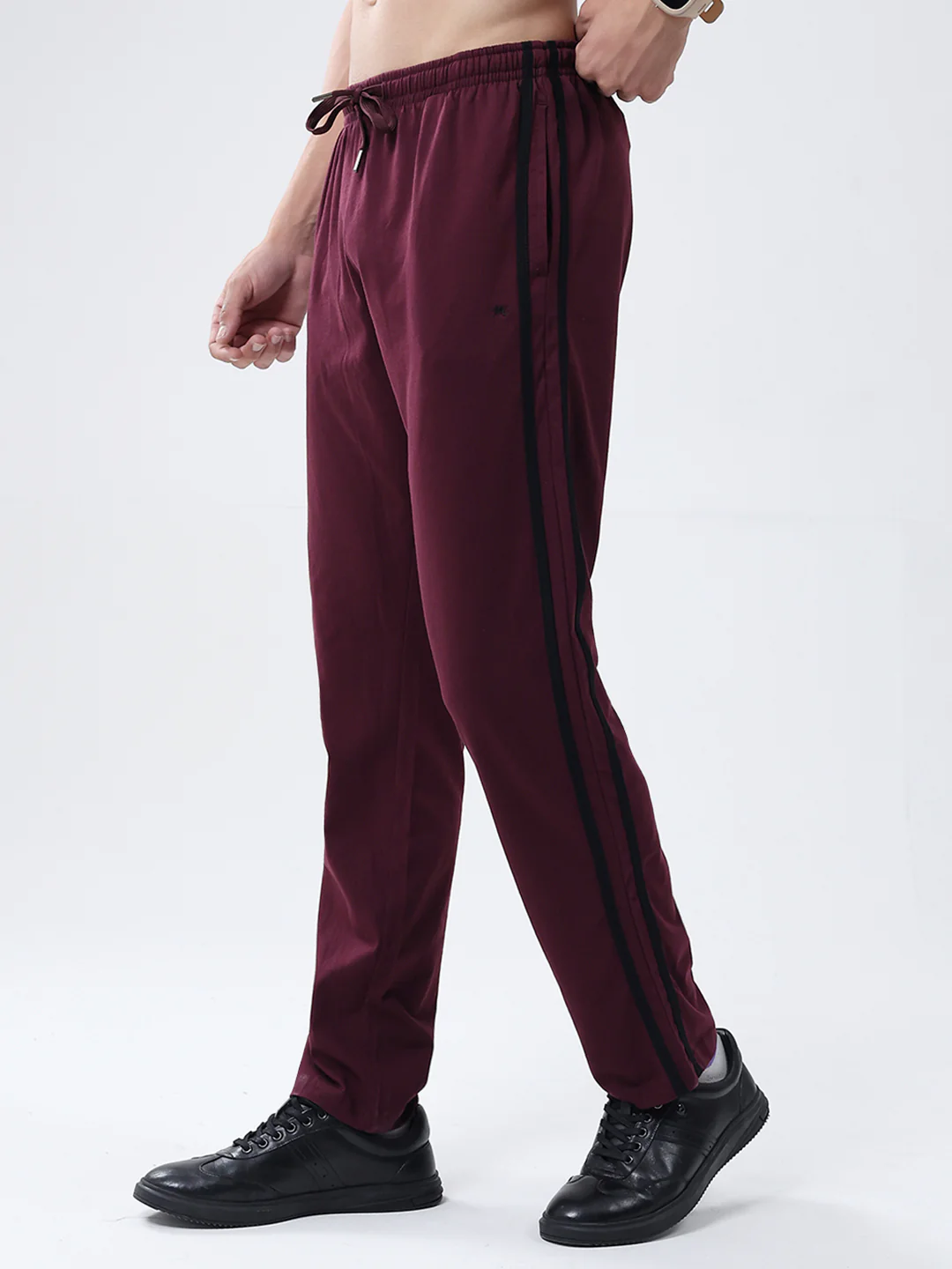 Men Maroon Solid Regular Fit Lower - Image 3