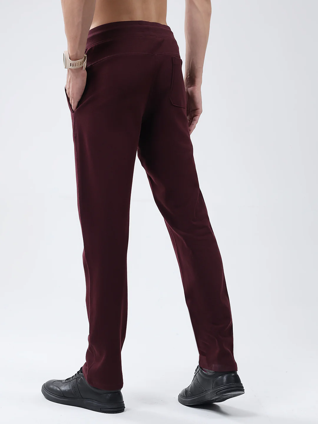 Men Maroon Solid Regular Fit Lower - Image 5