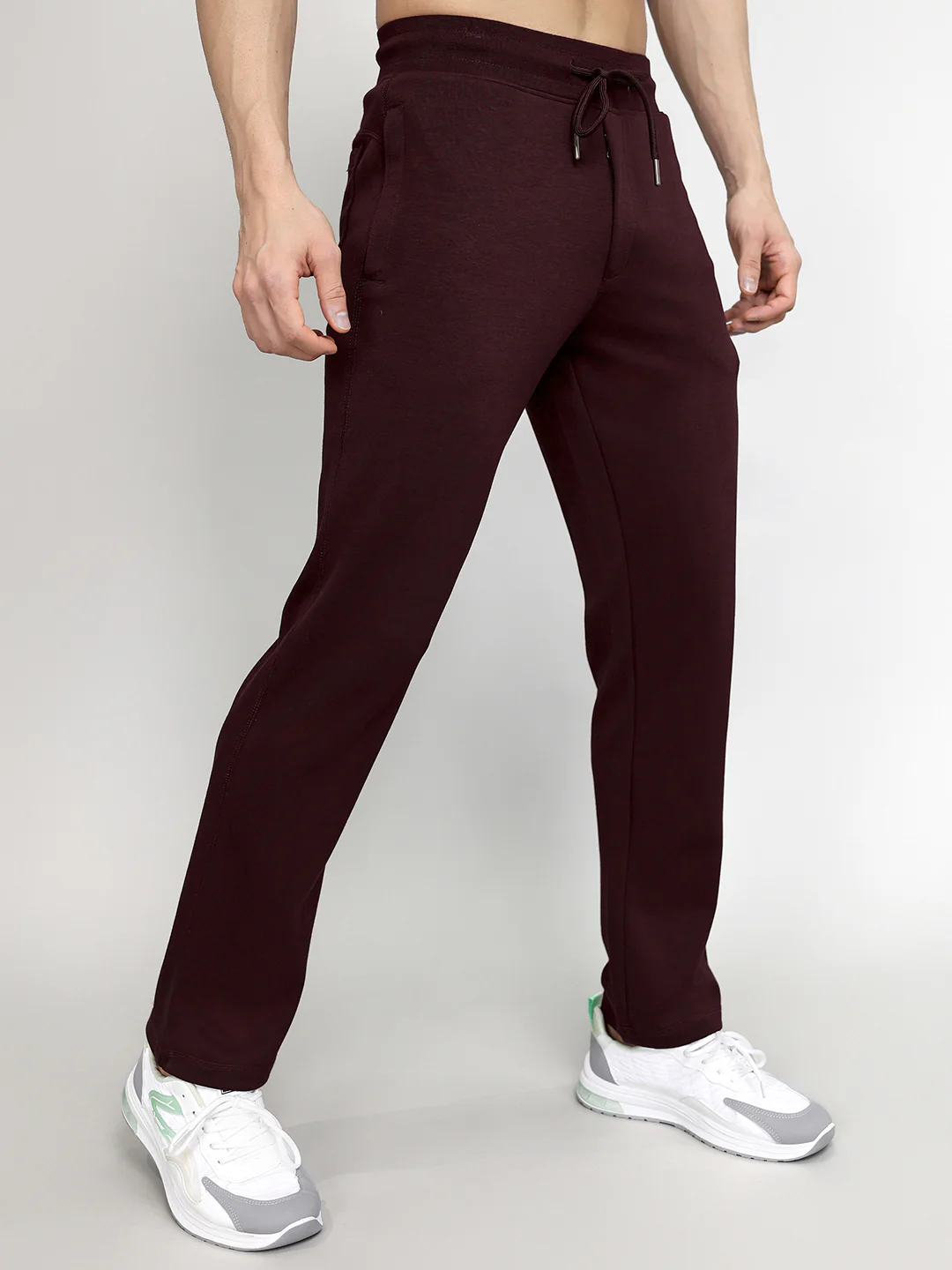 Men Maroon Solid Regular Fit Lower - Image 3