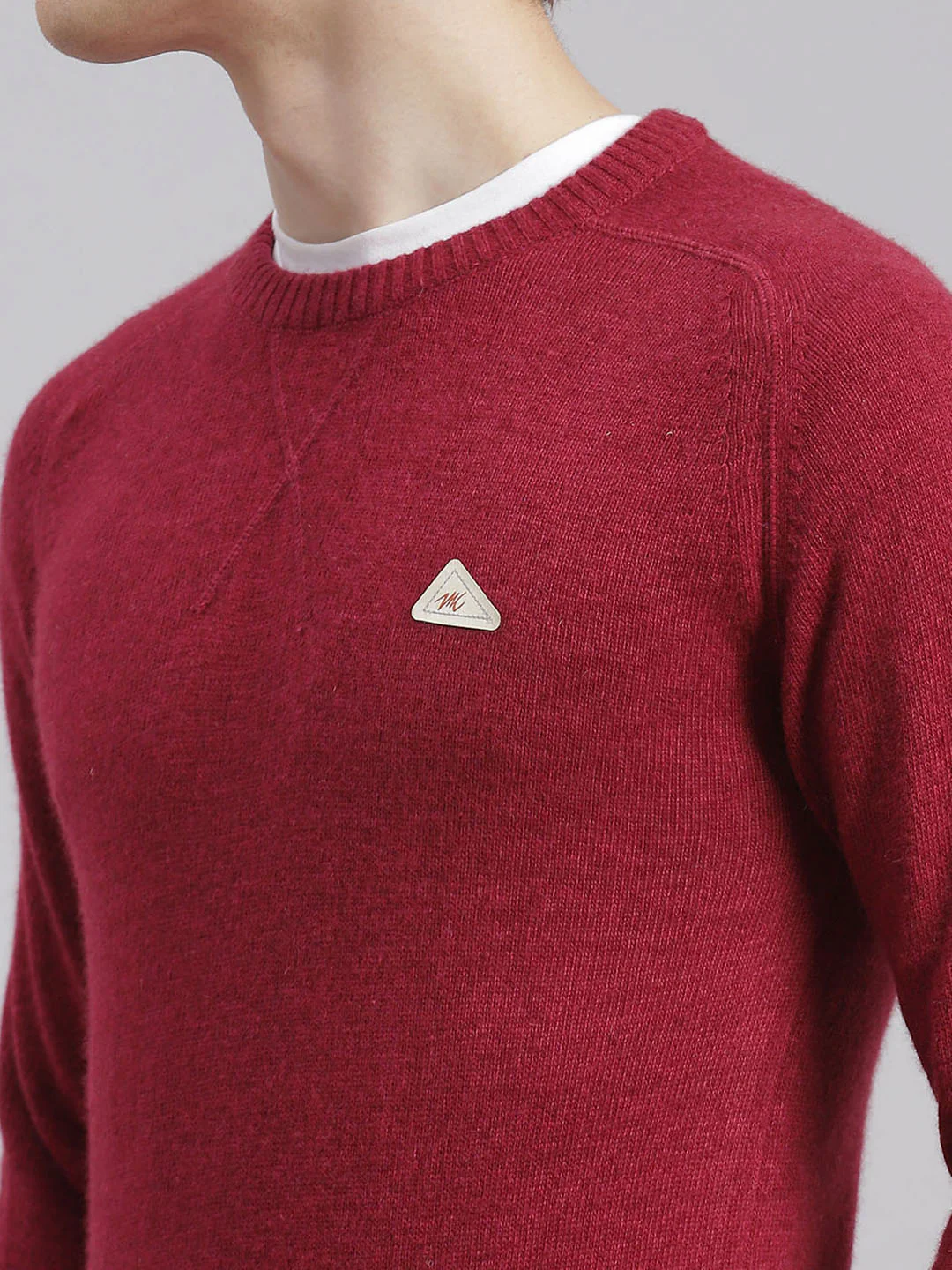 Men Maroon Solid Round Neck Full Sleeve Sweaters/Pullovers - Image 6