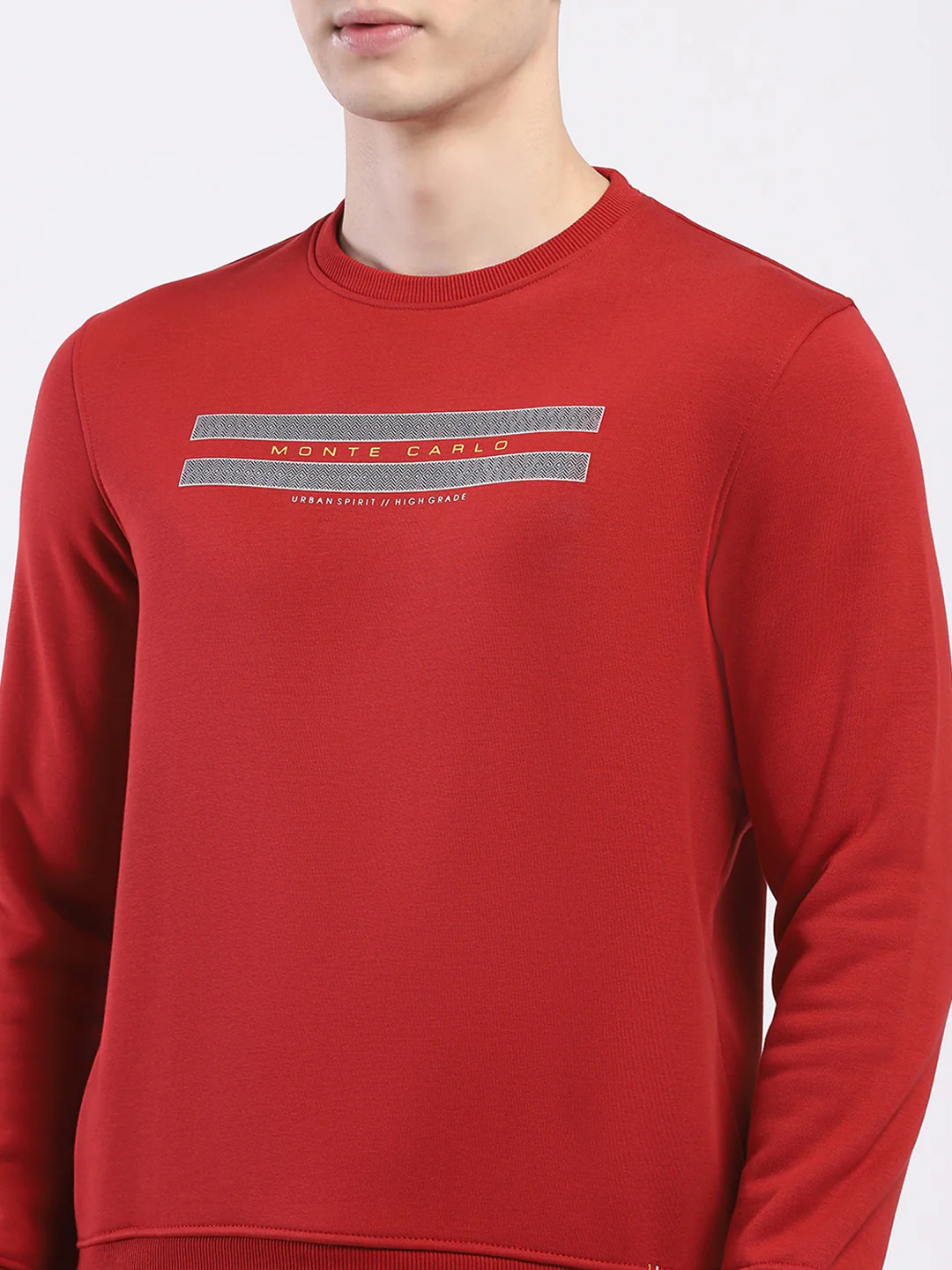 Men Maroon Solid Round Neck Full Sleeve Sweatshirt - Image 6