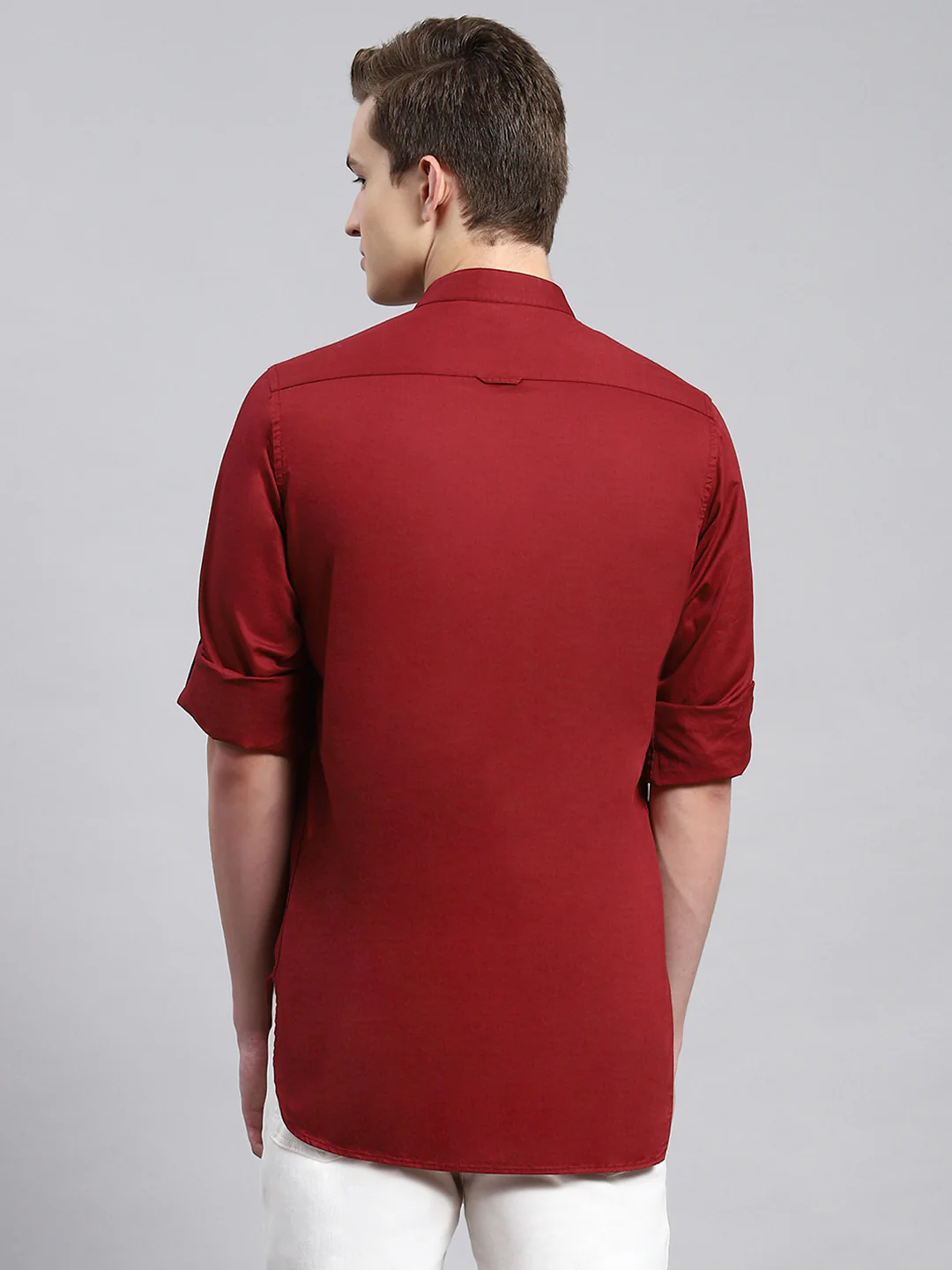 Men Maroon Solid Shirt - Image 5