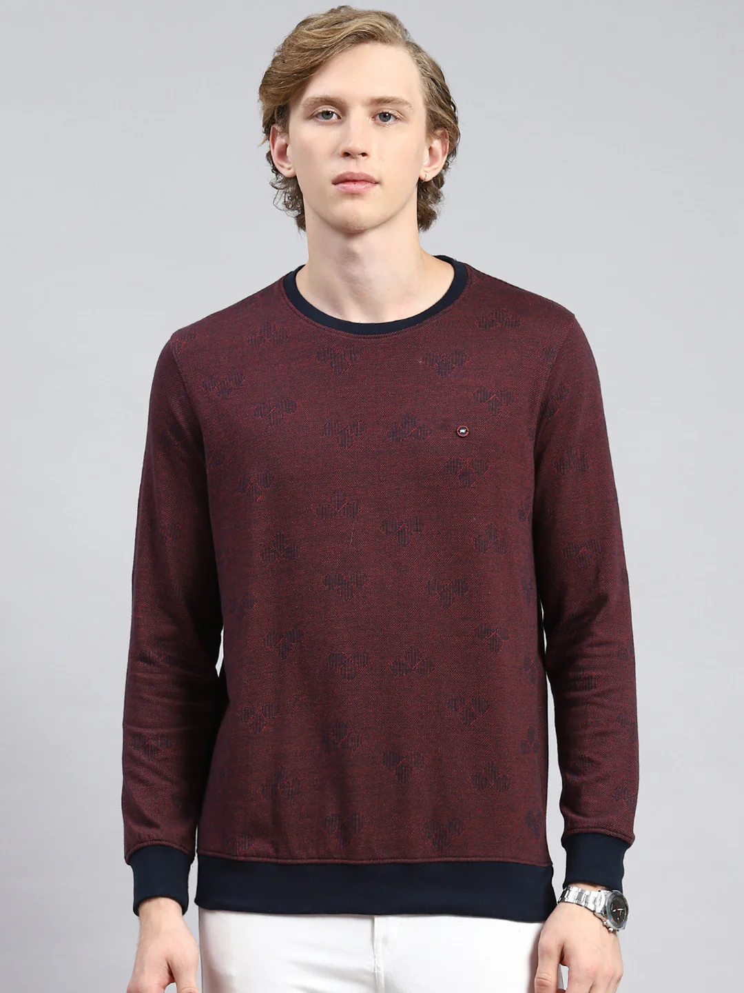 Men Maroon Stripe T-Shirt - Image 2