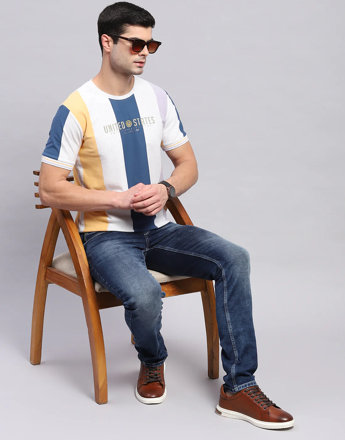 Men Multi Color Printed Round Neck Half Sleeve T-Shirt - Image 2