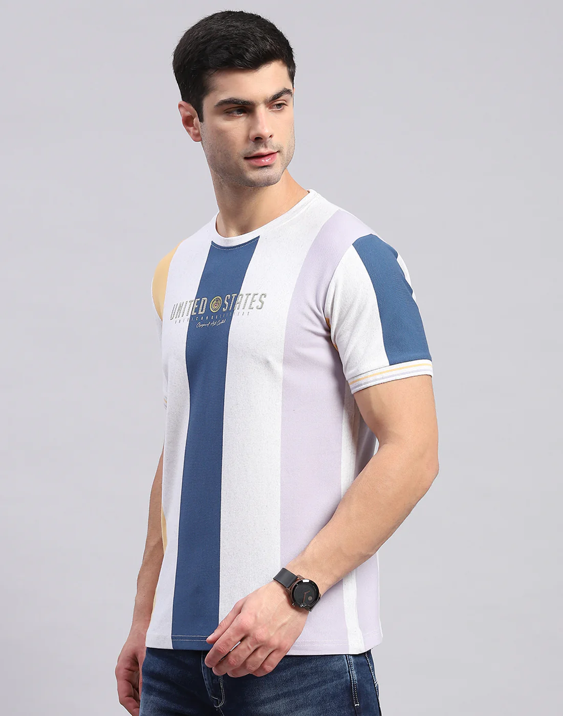 Men Multi Color Printed Round Neck Half Sleeve T-Shirt - Image 4