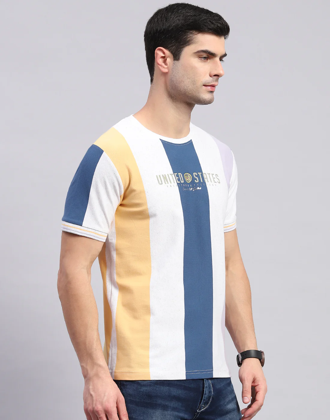 Men Multi Color Printed Round Neck Half Sleeve T-Shirt - Image 5