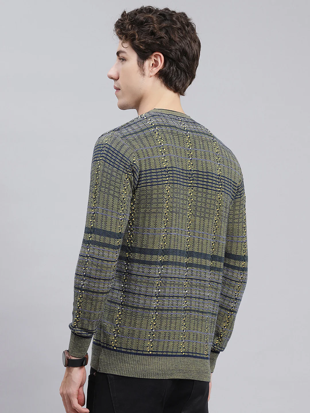 Men Multicolor Jaquard Wool blend Pullover - Image 4