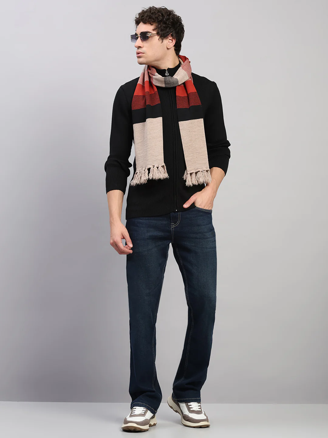 Men Multicolor Printed Pure Wool Muffler - Image 5