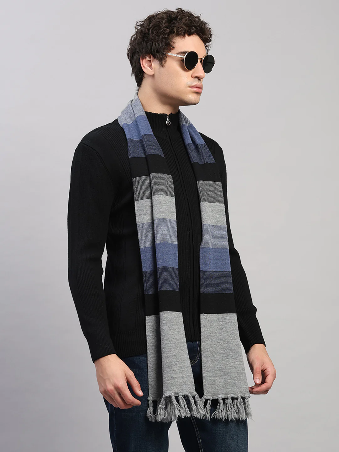 Men Multicolor Printed Pure Wool Muffler - Image 4