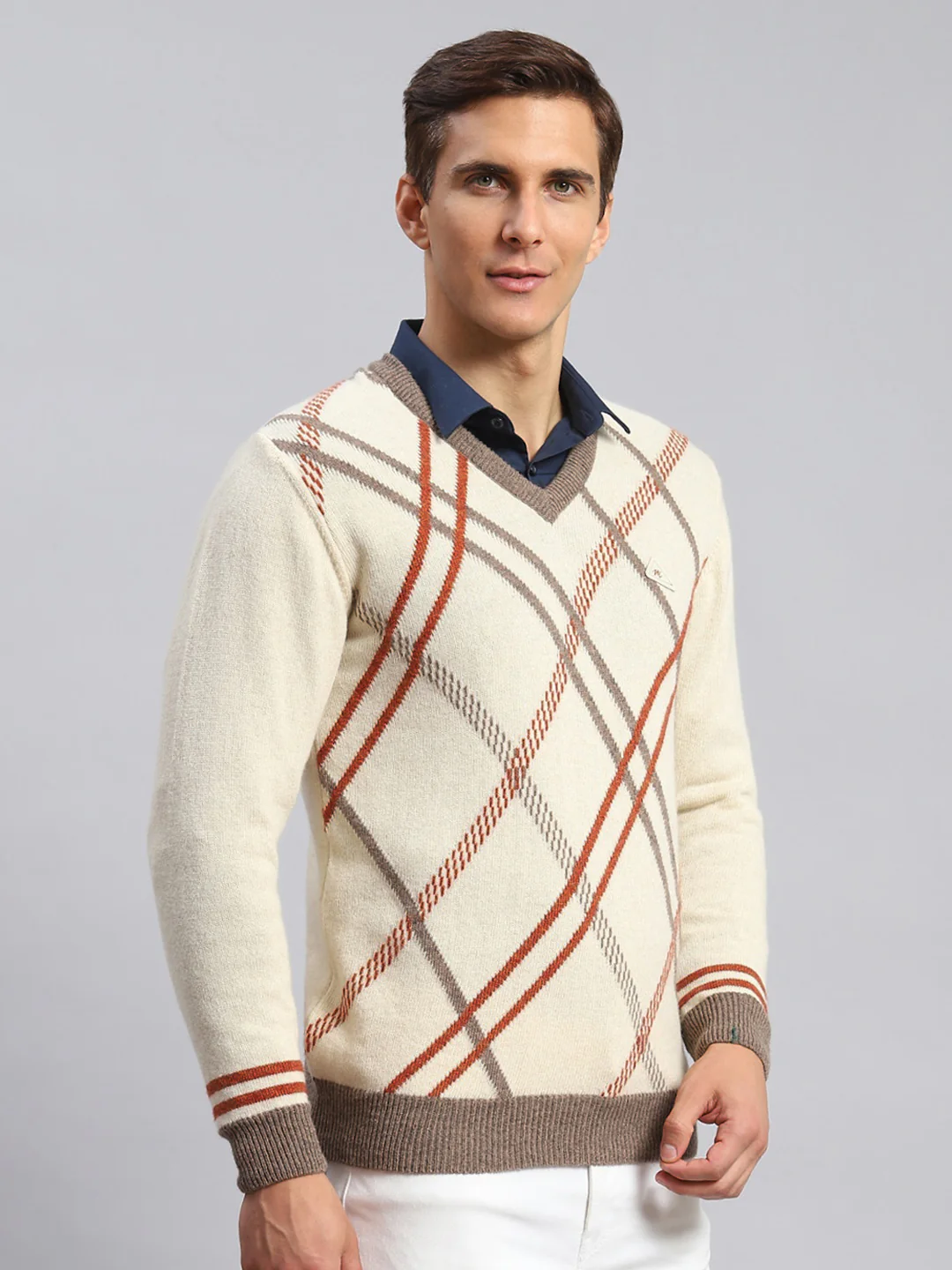 Men Multicolor Self Design Lamb wool Pullover - Image 4