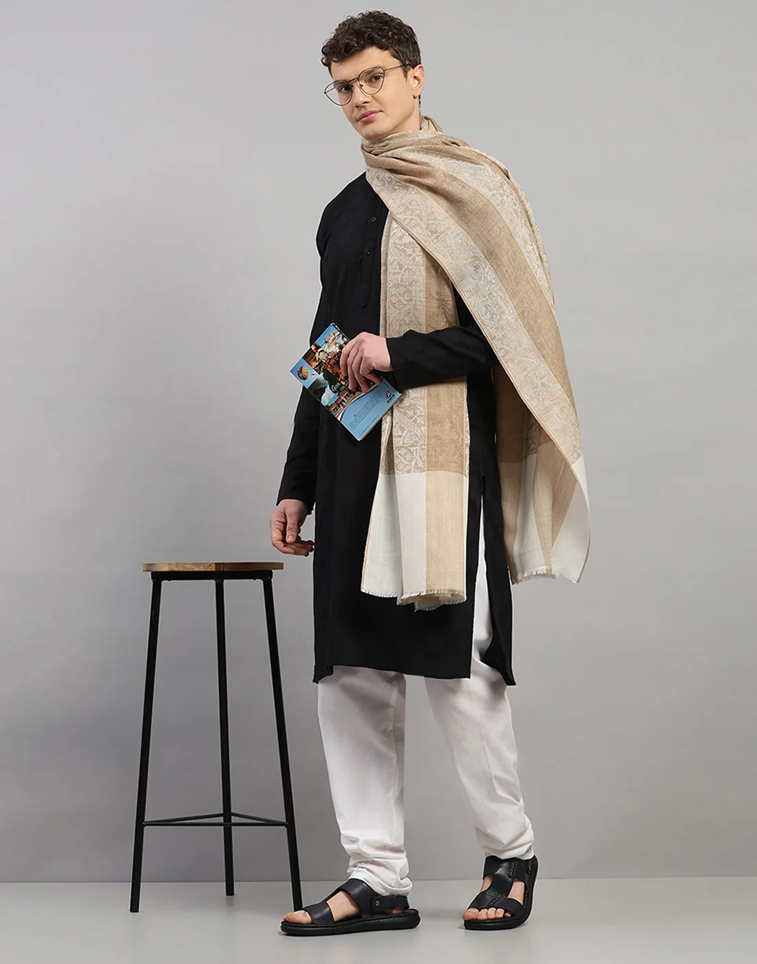 Men Multicolor Self Design   Lohi Shawl - Image 5