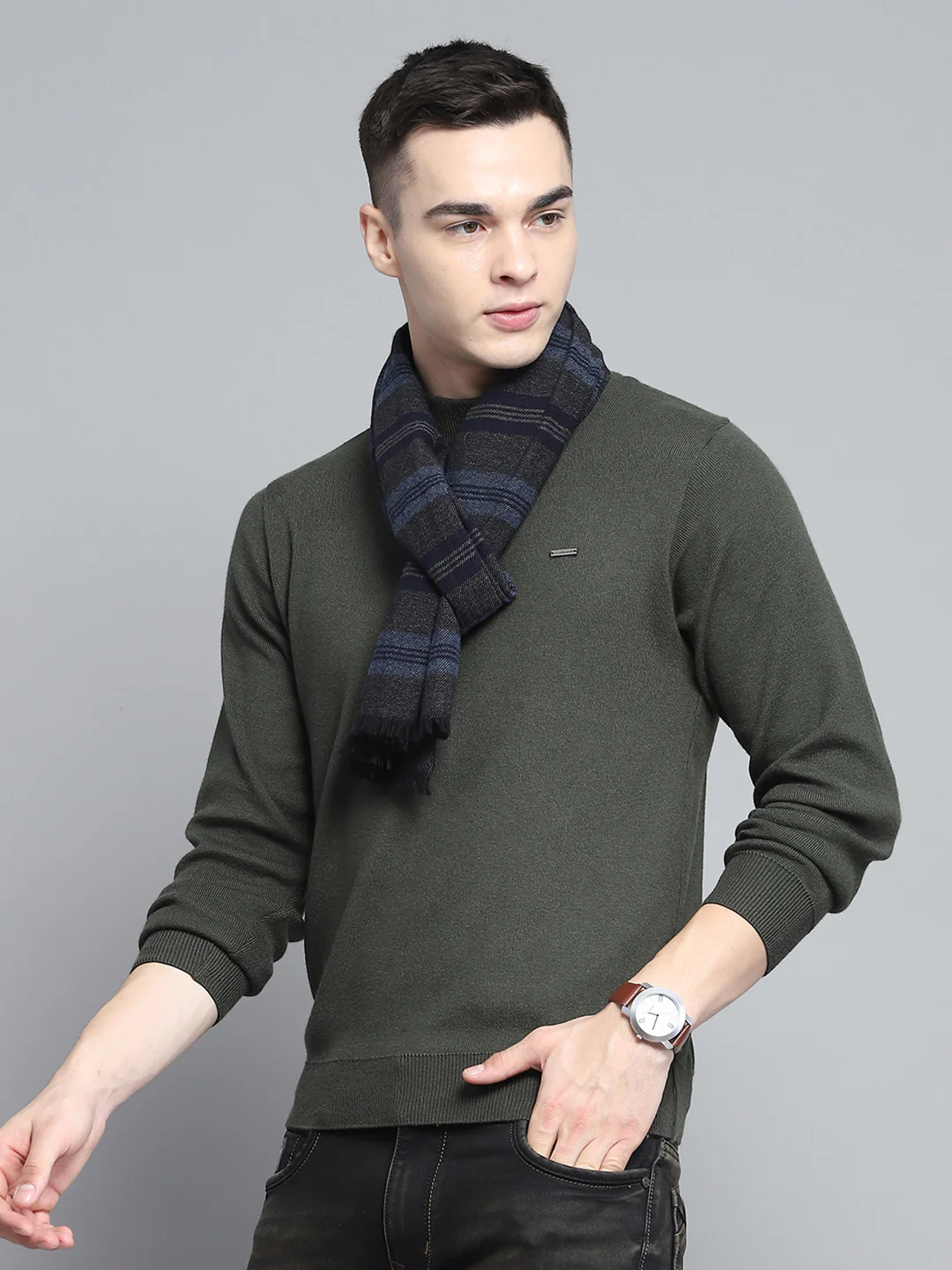 Men Multicolor Self Design Muffler - Image 3