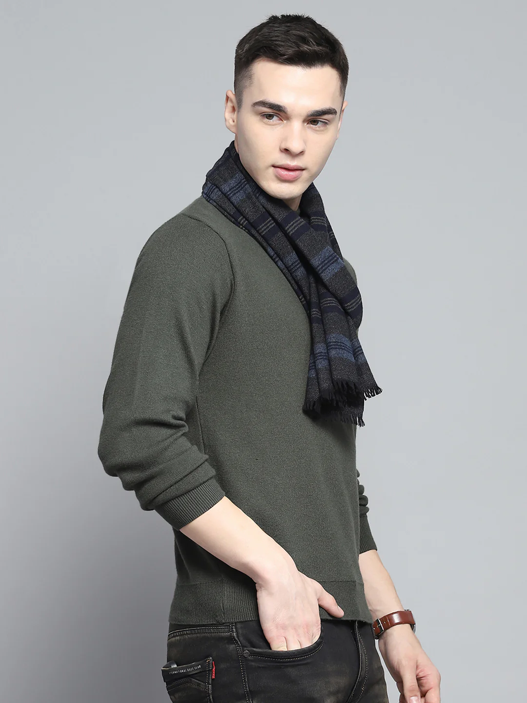 Men Multicolor Self Design Muffler - Image 4