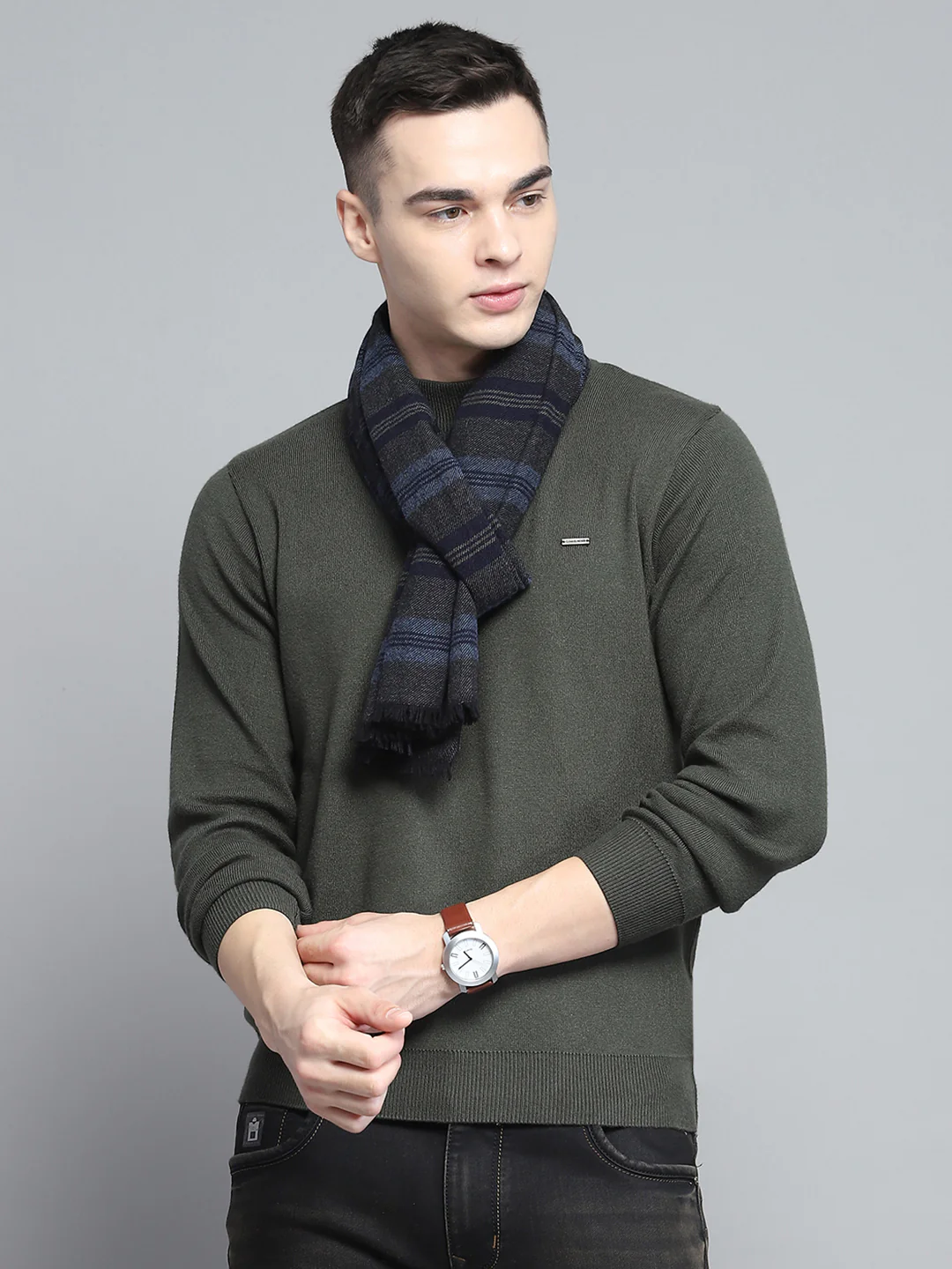 Men Multicolor Self Design Muffler - Image 5