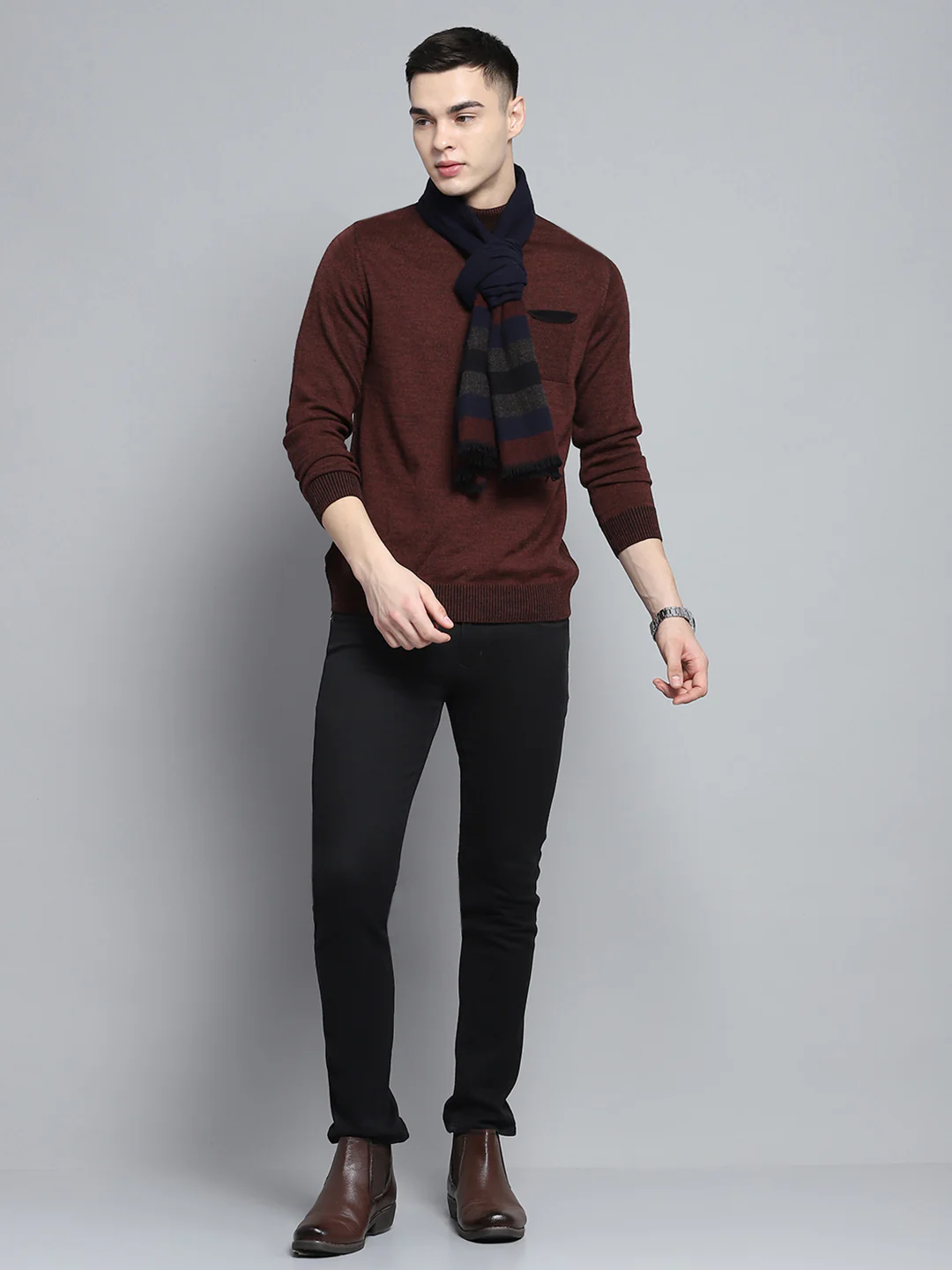 Men Multicolor Self Design Muffler - Image 2