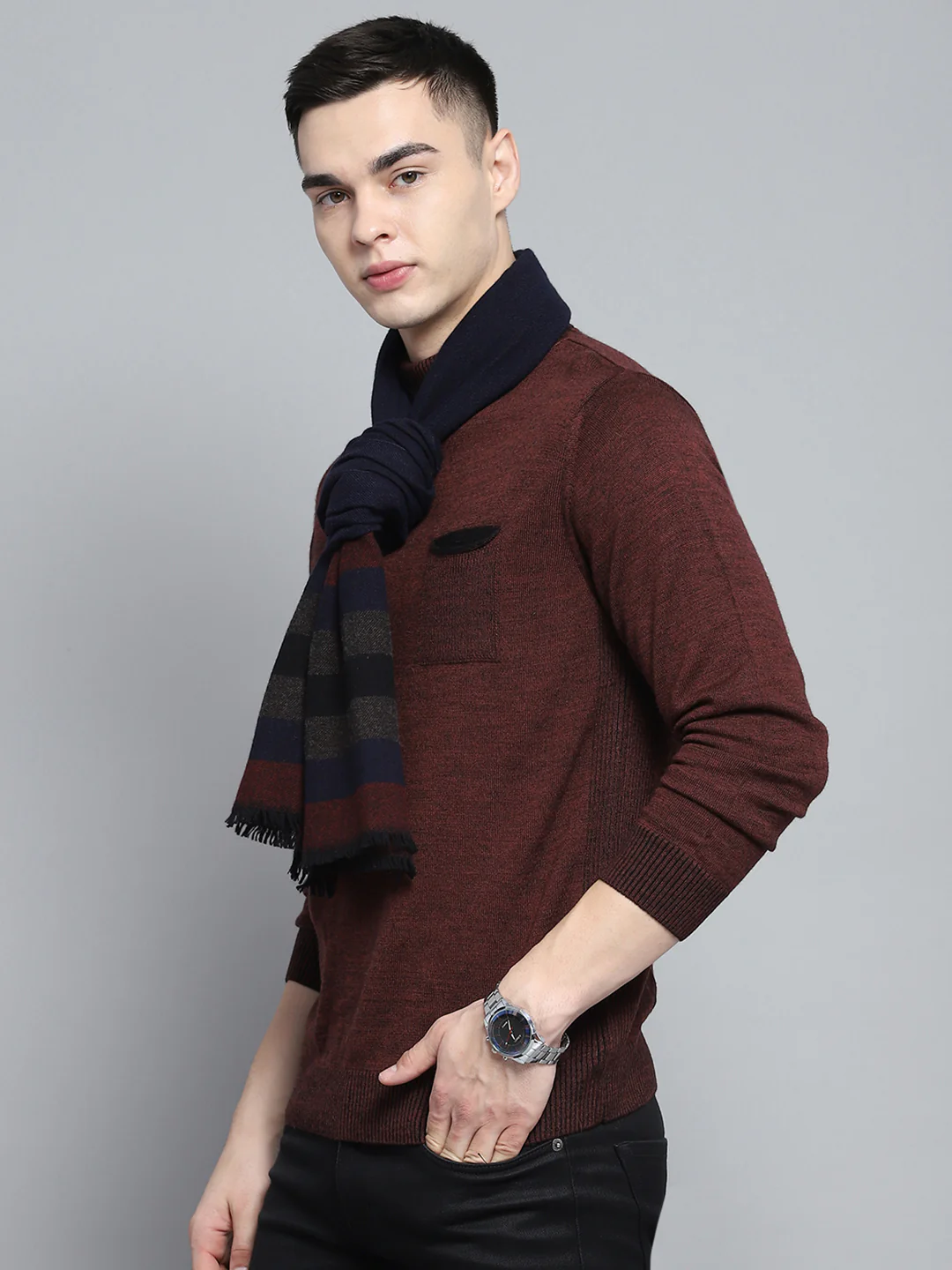 Men Multicolor Self Design Muffler - Image 3