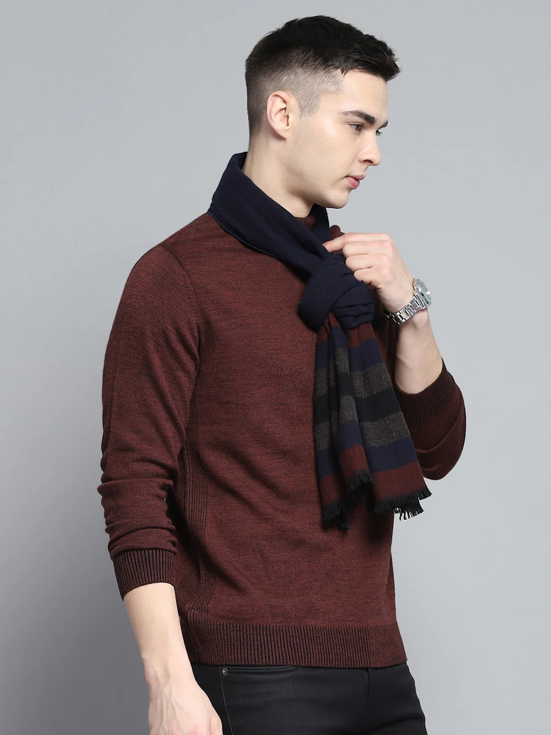 Men Multicolor Self Design Muffler - Image 4