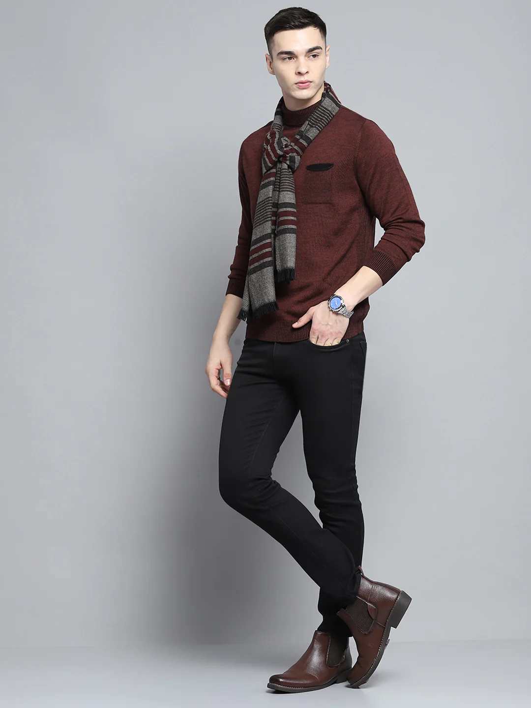 Men Multicolor Self Design Muffler - Image 2