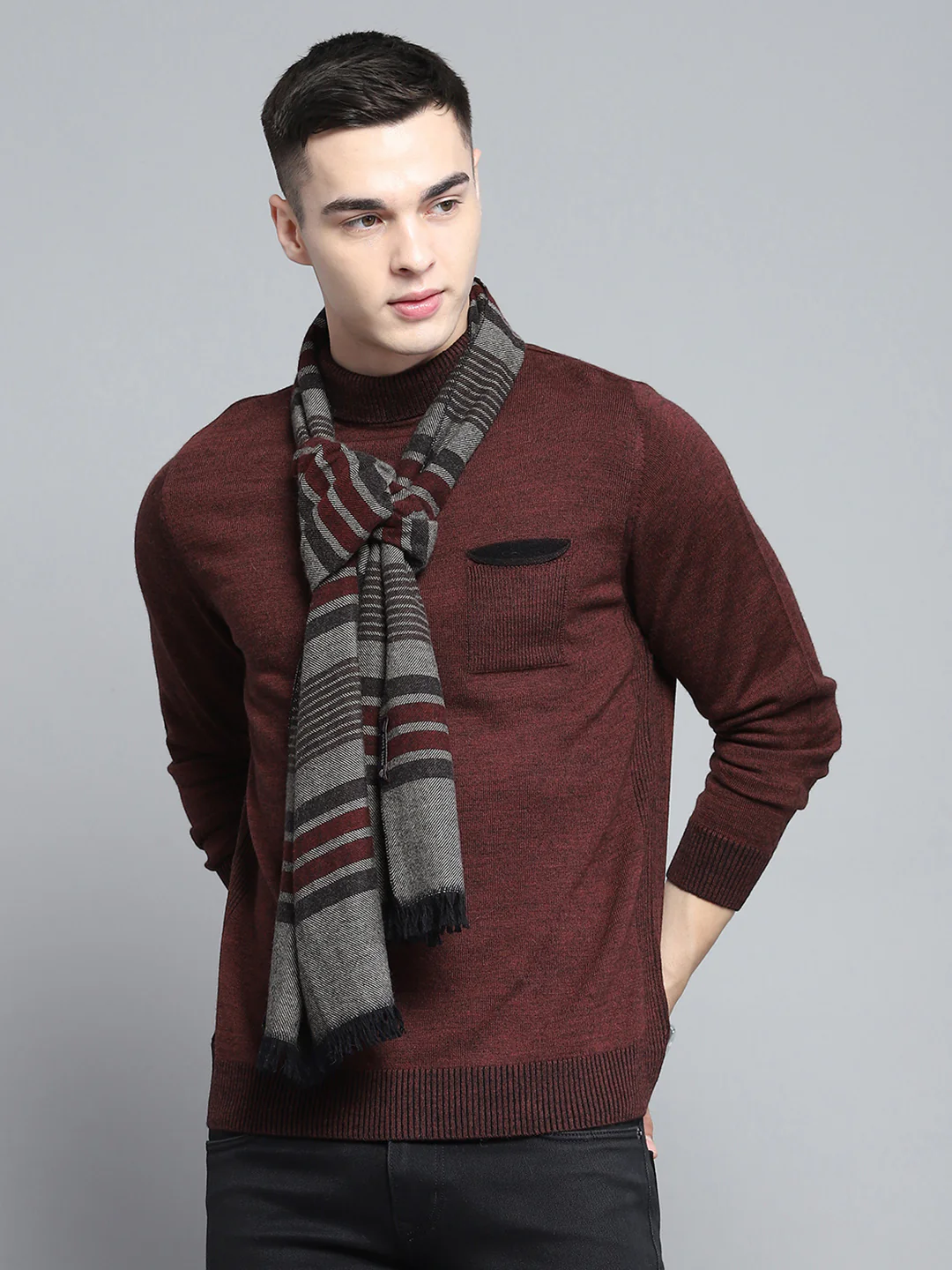 Men Multicolor Self Design Muffler - Image 5