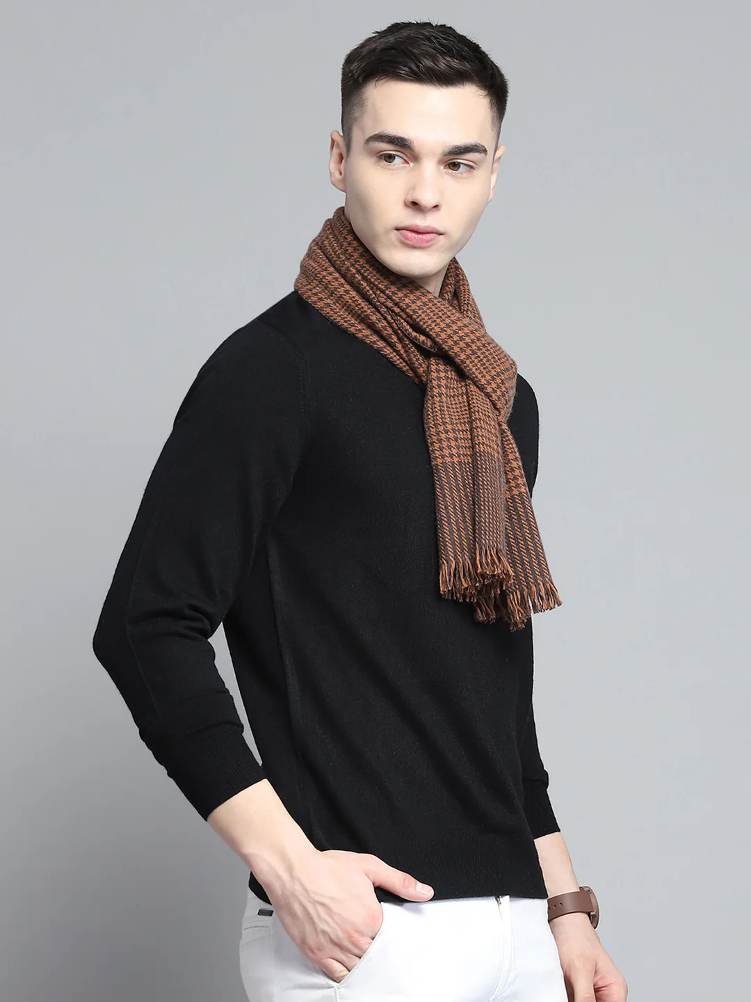 Men Multicolor Self Design Muffler - Image 4