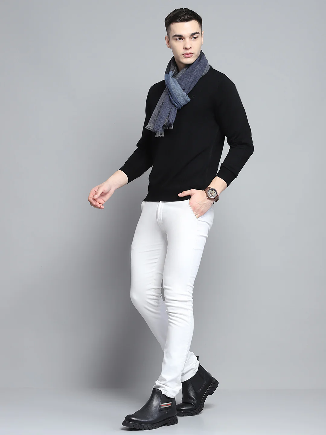 Men Multicolor Self Design Muffler - Image 2