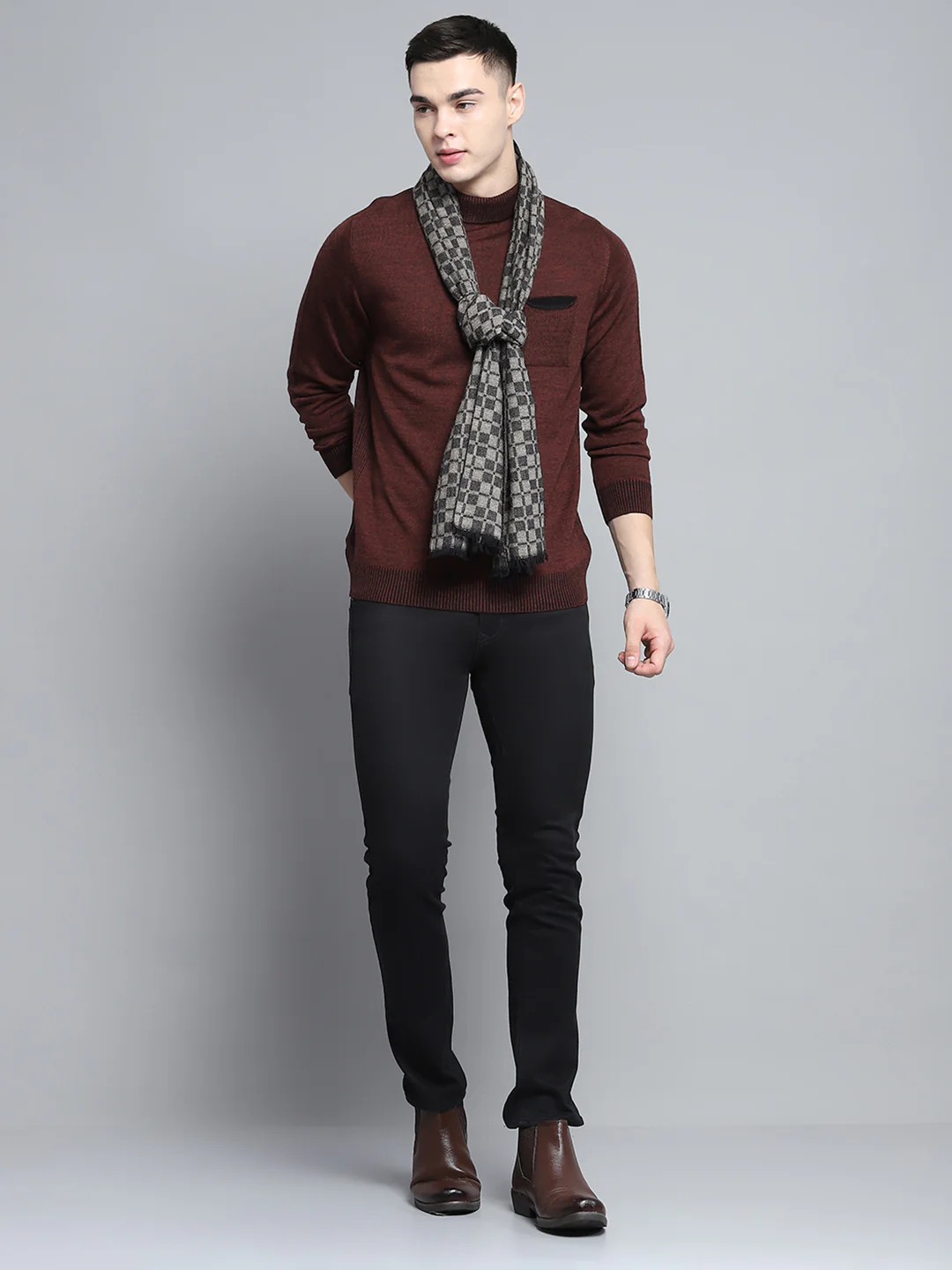 Men Multicolor Self Design Muffler - Image 2