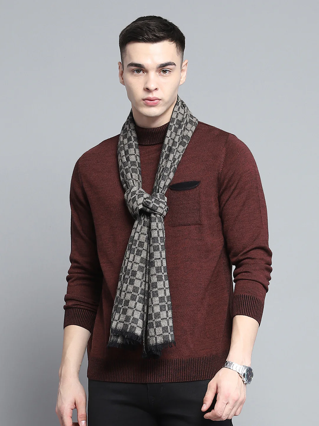 Men Multicolor Self Design Muffler - Image 5