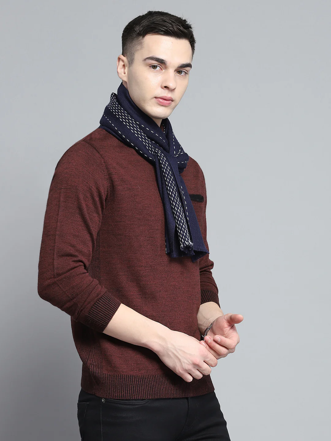 Men Multicolor Self Design Muffler - Image 4