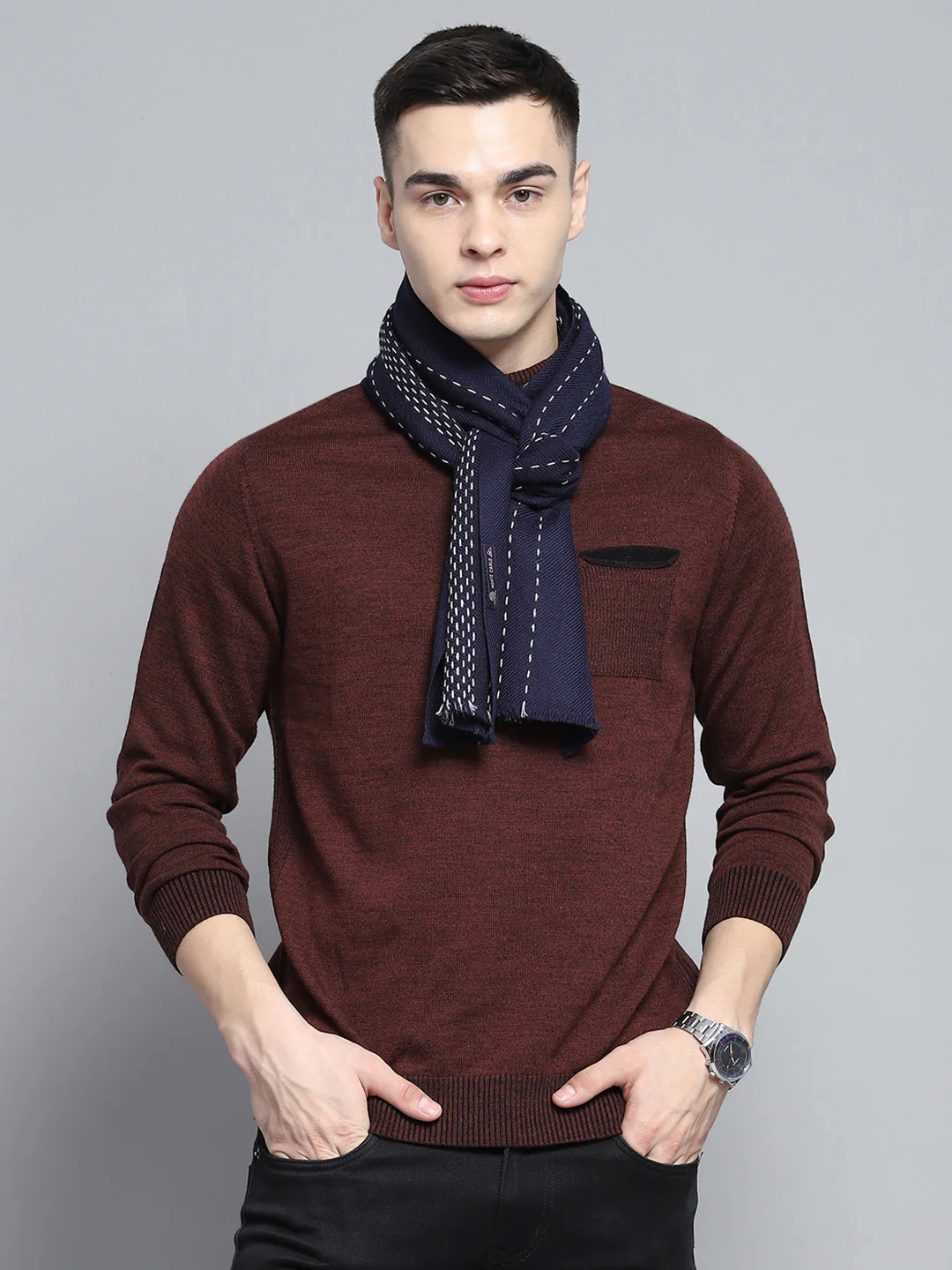 Men Multicolor Self Design Muffler - Image 5
