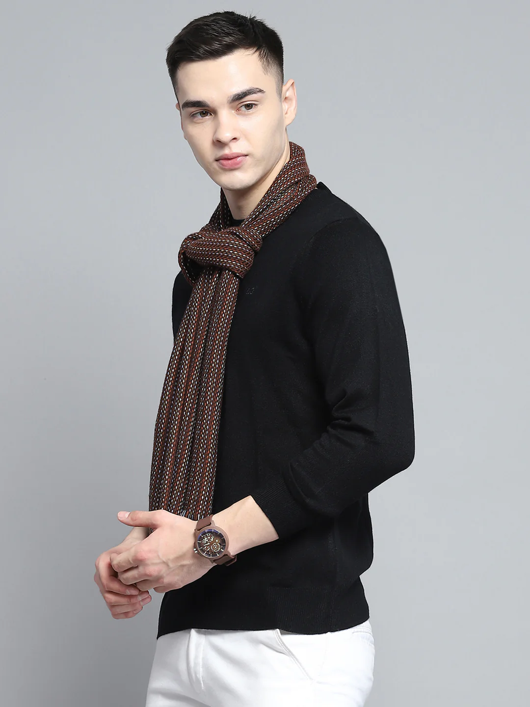 Men Multicolor Self Design Muffler - Image 3