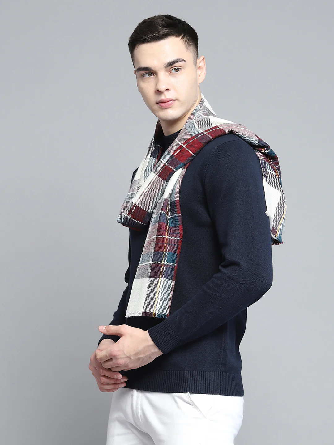 Men Multicolor Self Design Muffler - Image 3