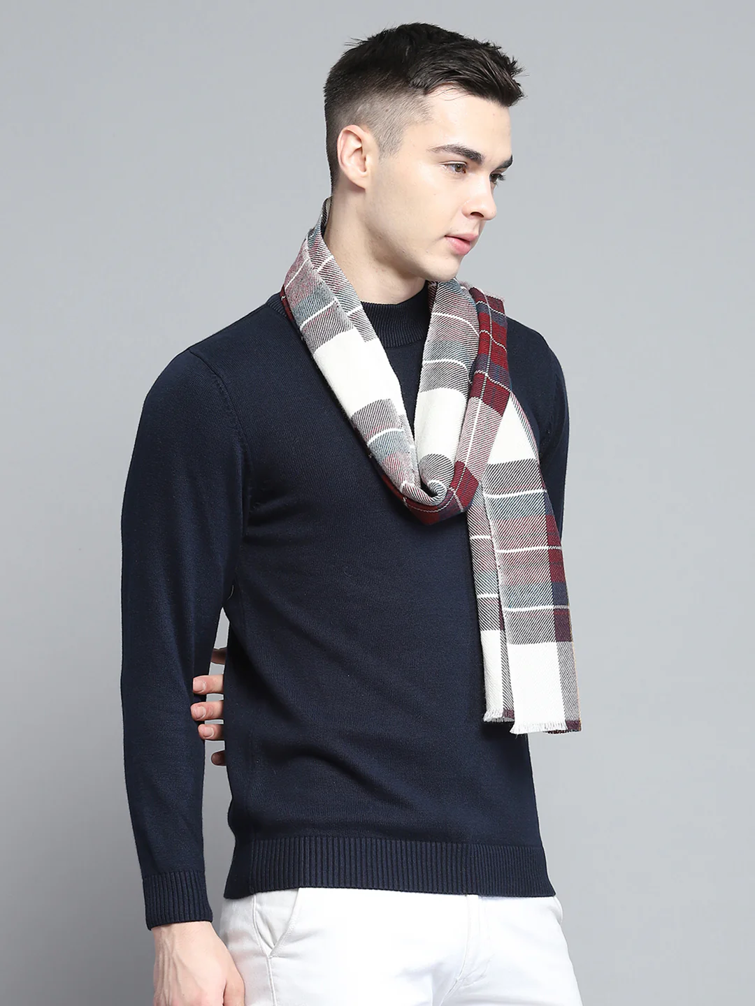 Men Multicolor Self Design Muffler - Image 4