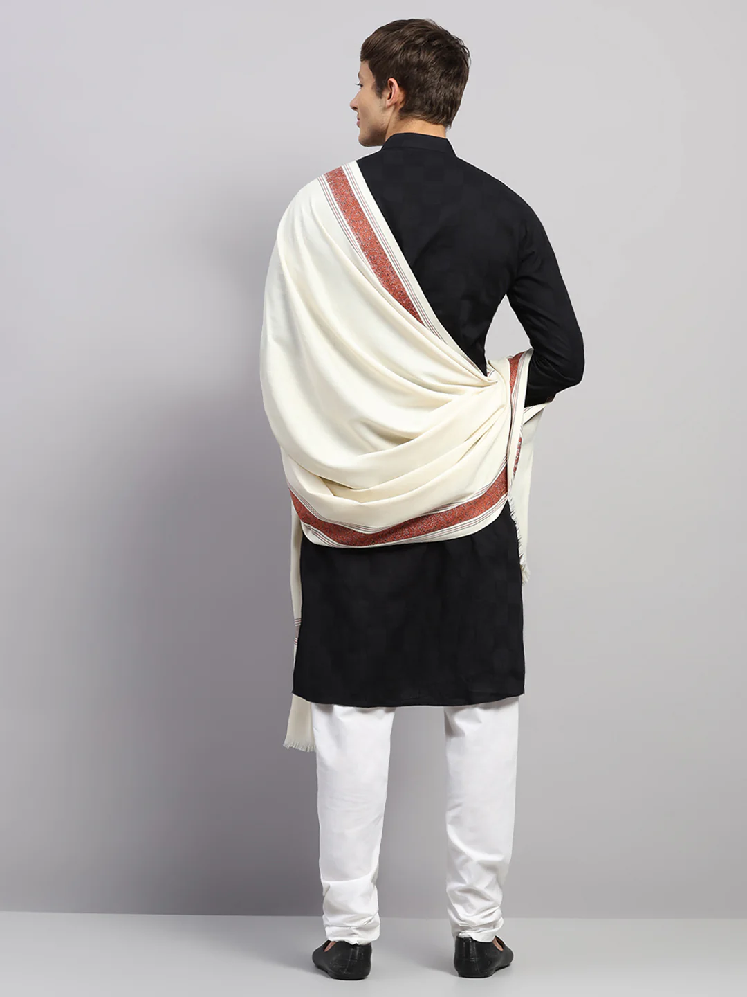 Men Multicolor Self Design Wool Lohi Shawl - Image 5
