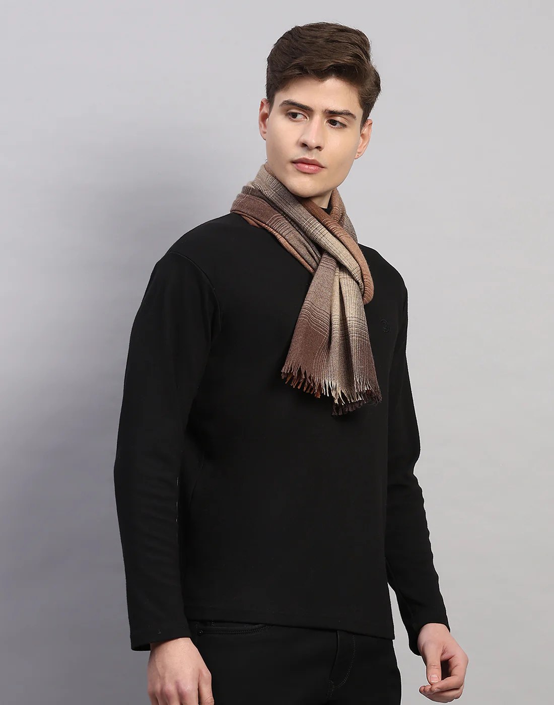 Men Multicolor Self Design Wool Muffler - Image 3