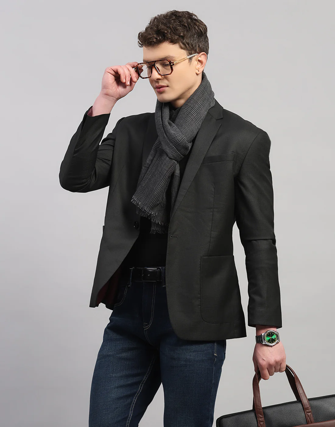Men Multicolor Self Design Wool Muffler - Image 6