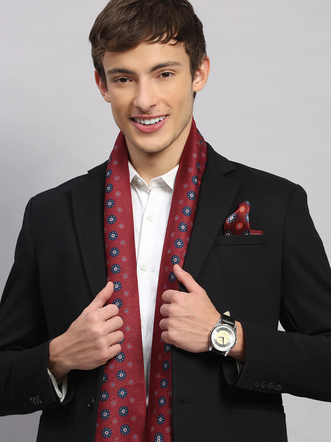 Men Multicolor Self Design Wool Muffler - Image 4