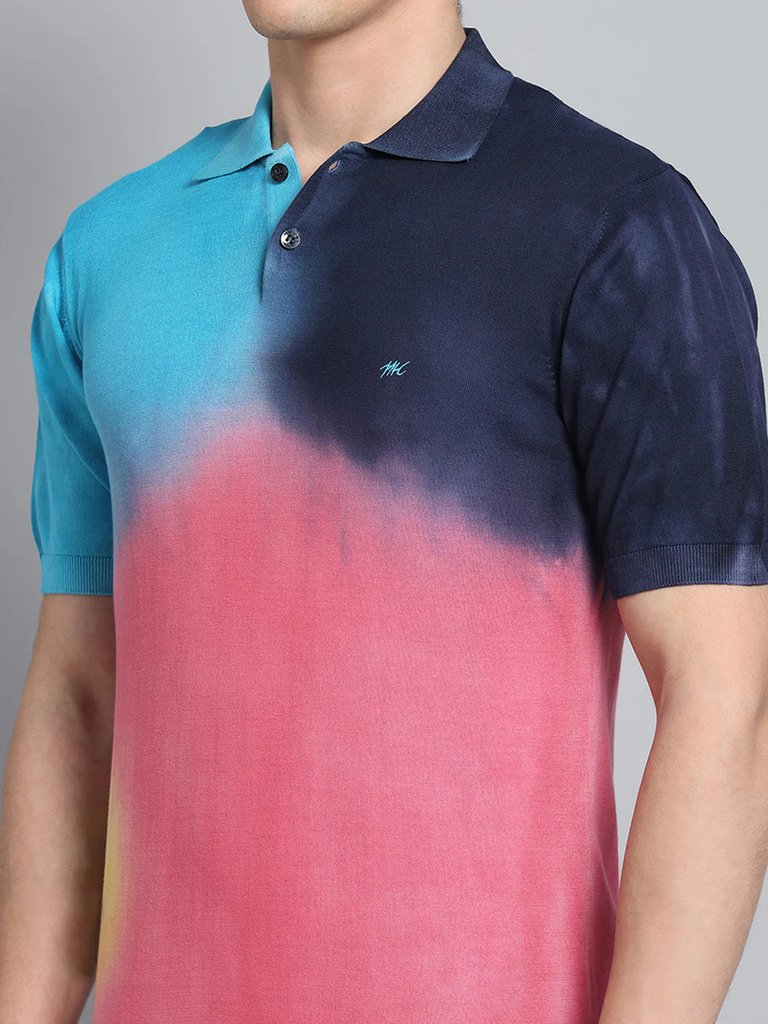 Men Multicolor Solid Collar Half Sleeve T-Shirt - Image 8