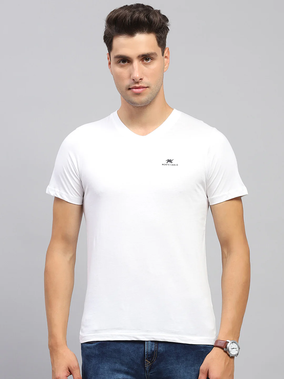 Men Multicolor Solid V Neck Half Sleeve T-Shirt (Pack of 3) - Image 9