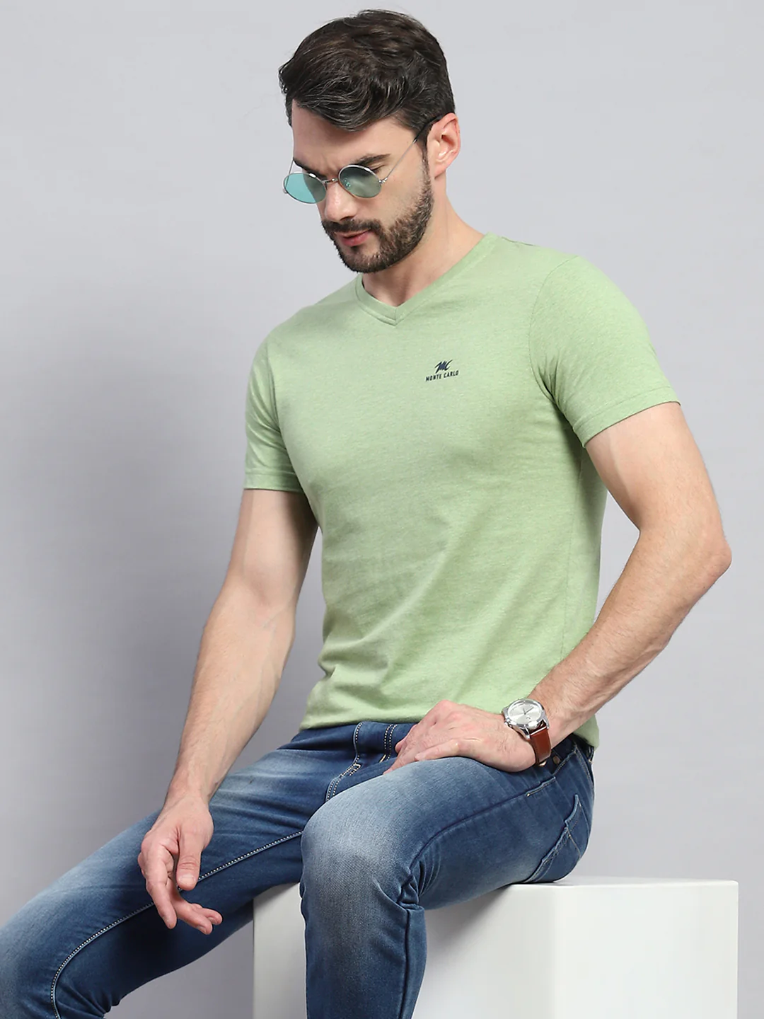 Men Multicolor Solid V Neck Half Sleeve T-Shirt (Pack of 3) - Image 7