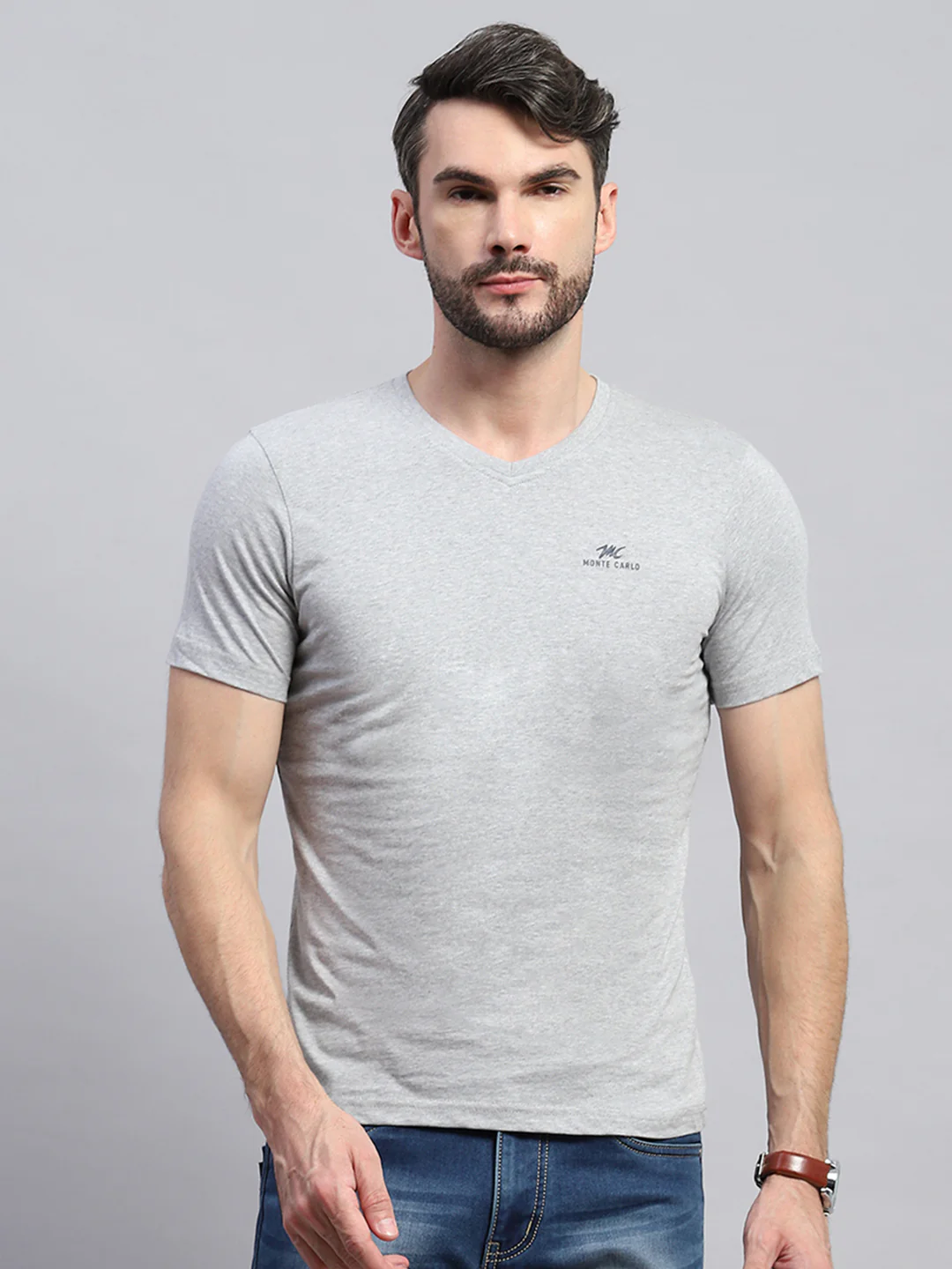 Men Multicolor Solid V Neck Half Sleeve T-Shirt (Pack of 3) - Image 8