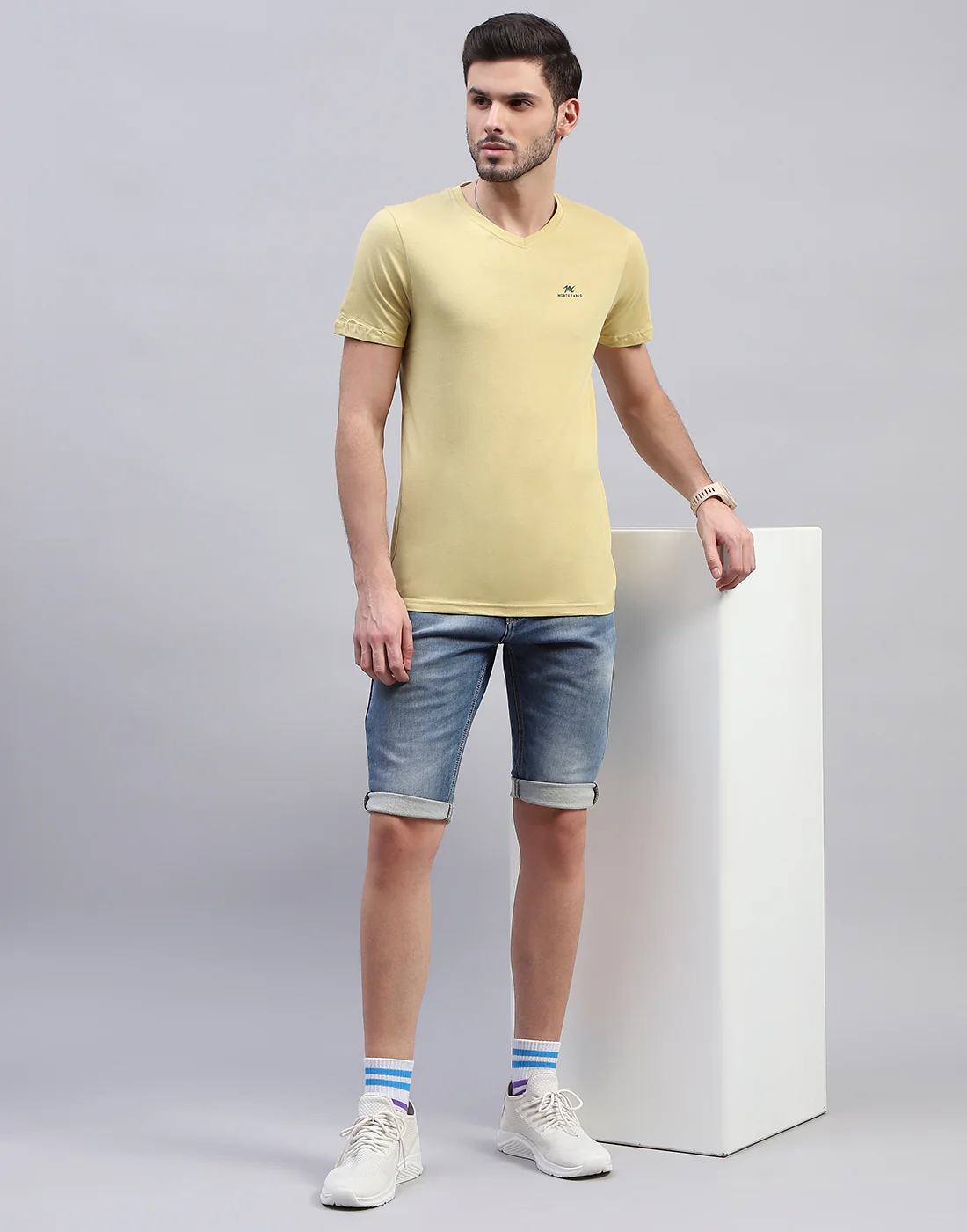 Men Multicolor Solid V Neck Half Sleeve T-Shirt (Pack of 3) - Image 3