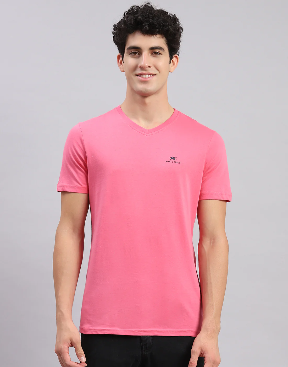 Men Multicolor Solid V Neck Half Sleeve T-Shirts - Image 3