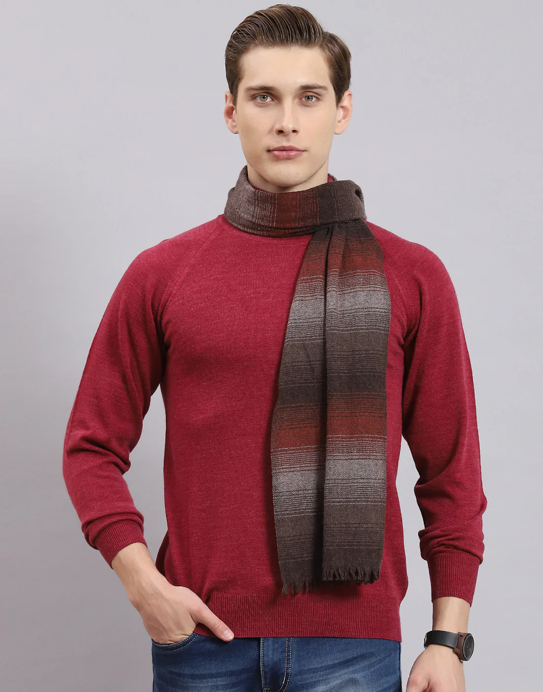 Men Multicolor Stripe Muffler - Image 2