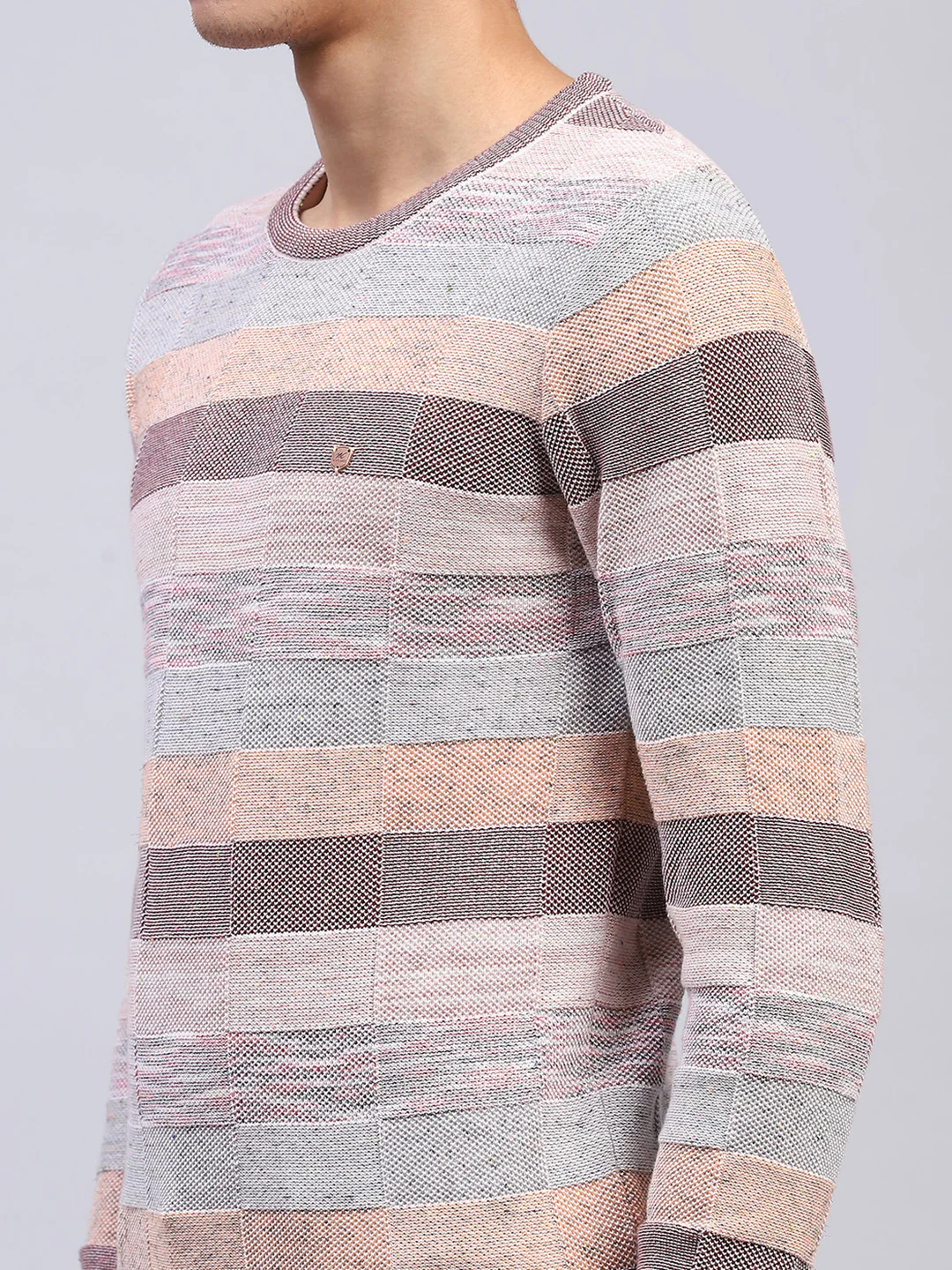 Men Multicolor Stripe Round Neck Full Sleeve Pullover - Image 6