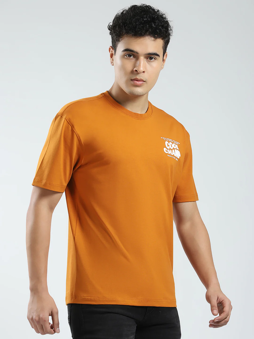 Rock.it Men Mustard Printed Round Neck Half Sleeve T-Shirt - Image 4